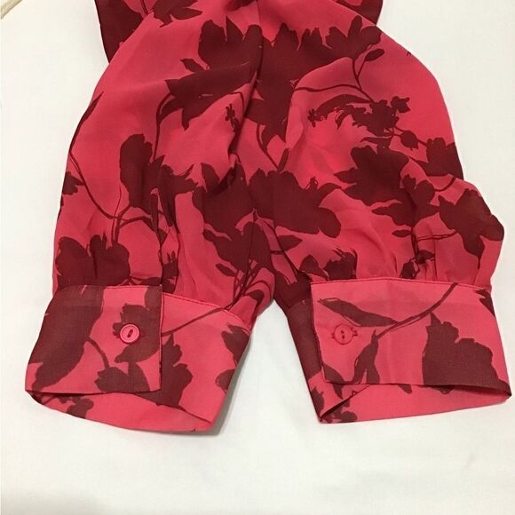 Lumiere Pink Blouse Floral Print Oversized Sheer New Size Large - Picture 12 of 12